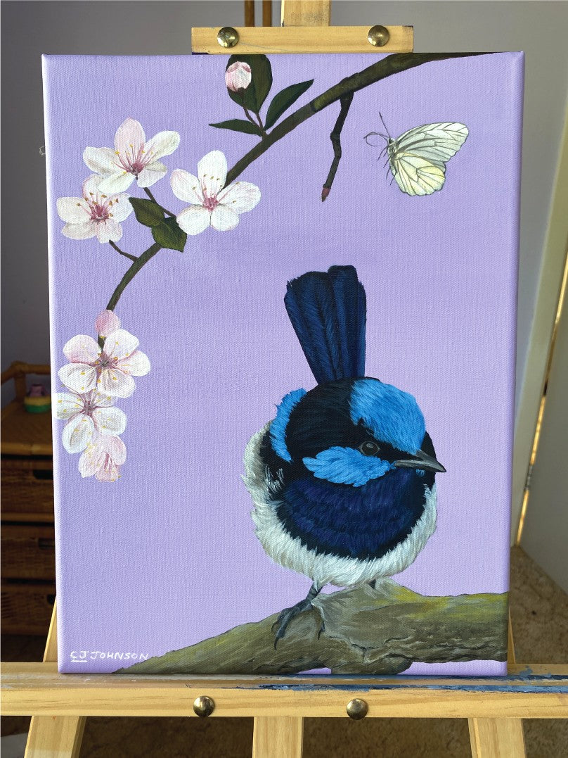 Superb Blue Fairy Wren Painting